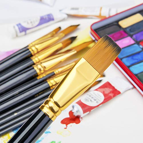 Fuumuui Conjunto de Pinceles de Pintura para Artistas -15 Piezas de Pinceles Incluye Estuche de Transporte emergente, para acrílico, Aceite, Acuarela, Pintura Corporal y Pintura de Gouache