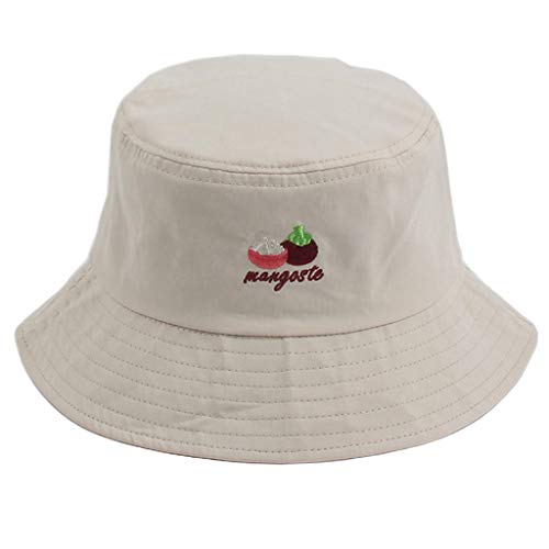 fuwahahah - Gorra de pescador unisex de algodón con bordado de ala ancha