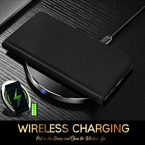 FYY Funda Galaxy Note 20 Ultra, [Cuero Genuino][Función de RFID]Funda Cubierta Protectora de Folio Volteada Hecha a Mano con[Función Kickstand]y[Ranuras de Tarjetas]para Note 20 Ultra(6.9") 2020 Negro