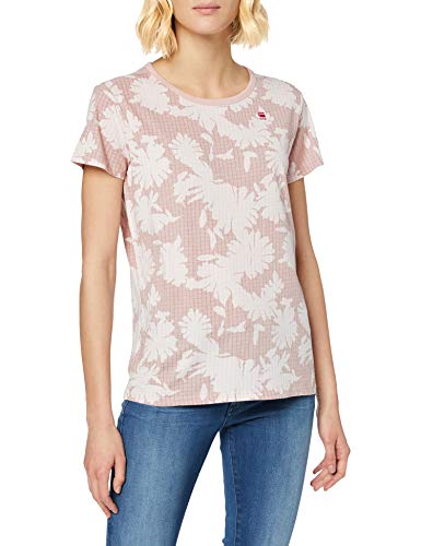 G-STAR RAW Gyre Straight Fit Camiseta, Multicolor (Lt Bleach Pink/Dk Gingeao C224-b343), M para Mujer