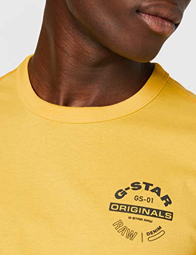 G-STAR RAW Originals Logo Straight Camiseta, Amarillo (Lt Lemon 336-188), L para Hombre