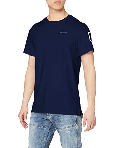 G-STAR RAW Sleeve Shield Print Straight Camiseta, Azul (Imperial Blue 336-1305), S para Hombre