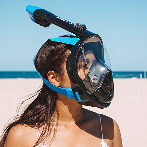 G2RISE SN01 Máscara de Buceo, Máscara de Snorkel de Cara Completa 180 Vista Panorámica con Montaje de Snorkel Desmontable, Diseño Antiniebla y Plegable para Adultos y Niños