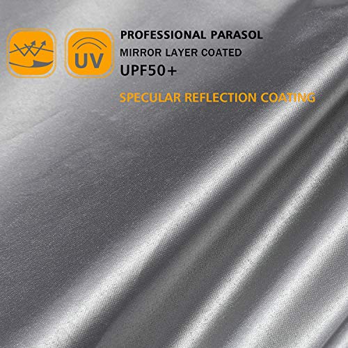 G4Free UPF 50+ Protección UV Paraguas de Viaje Auto Abrir Cerrar Silver Vent Double Canopy Sun Blocking Umbrella