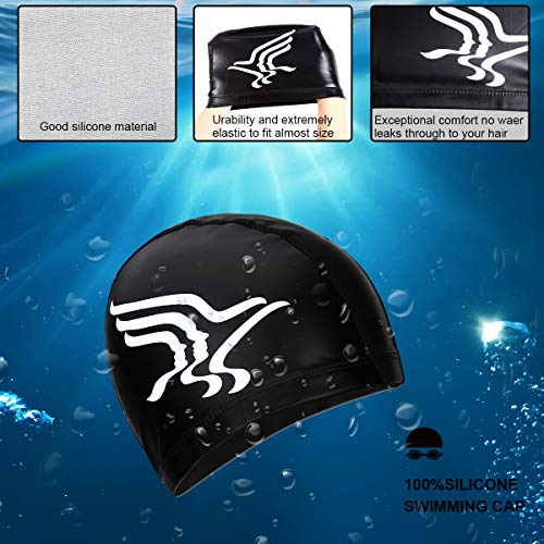 Gafas de Natación, Antiniebla Protección UV Sin Fugas Gafas Natación con Libre Clip de Nariz Enchufe de oído Gorro de baño para Hombres Mujeres Adultos Niños de la Juventud (Negro)