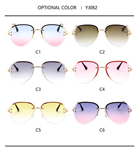 Gafas de Sol Sunglasses Gafas De Sol Sin Montura Mujer Diseñador Gafas De Sol Sombras De Degradado Lente De Corte Lentes De Metal Sin Montur