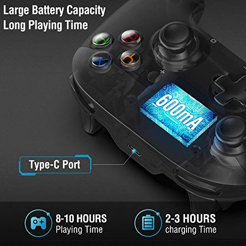 Gamory Mando para Nintendo Switch,Mando Pro Controller Mando pc Inalambrico,Bluetooth Inalámbricos para Nintendo Switch Gamepad controlador con Turbo Dual Shock Gyro Axi ajustable