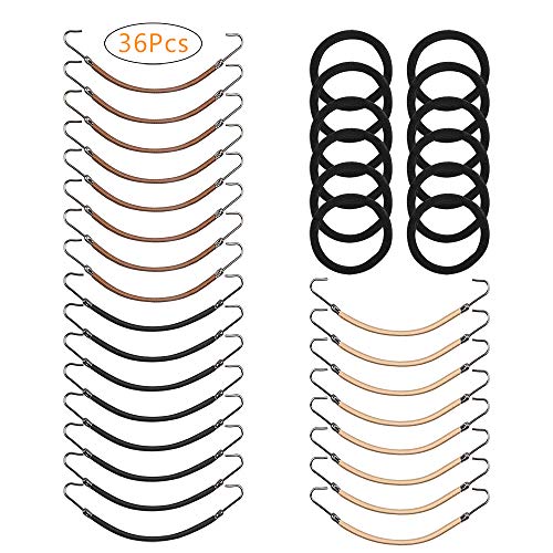 Ganchos de cola de caballo, Yucool 24Pcs Bandas elásticas Clips para peinar el cabello + 12pcs Bandas de goma negra para Lady Women Girls-Totally 36 Pack