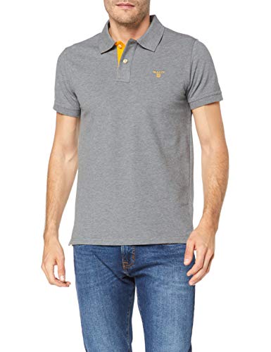 GANT Contrast Collar Pique SS Rugger Polo, Gris (Dark Grey Melange 92), Small para Hombre