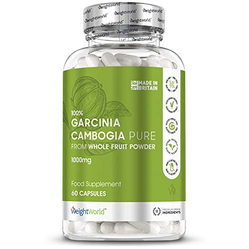 Garcinia Cambogia Pura 1000mg | Quemagrasas Potente Para Adelgazar, Suplemento Natural Termogénico de Alta Potencia para Perder Peso, Reductor del Apetito, 60 Cápsulas