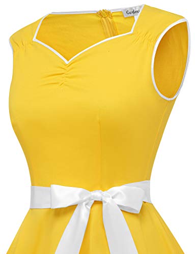 Gardenwed Mujer Retro Años 1950s Vintage Vestido de Cóctel Vestidos Corto Fiesta 50s 60s Rockabilly Yellow 2XL