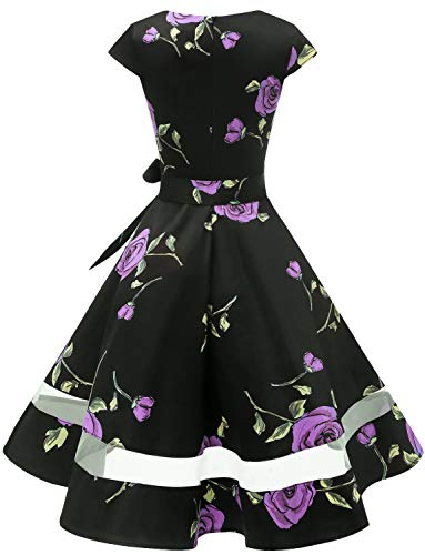 Gardenwed Vintage Vestidos Coctel Corto 50s Vestido de la Fiesta para Mujer Purple Rose 3XL