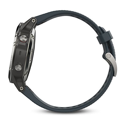 Garmin Fenix 5 - Reloj multideporte con GPS y medidor de frecuencia cardiaca, lente de cristal y bisel de acero inoxidable, 47 mm, Plata/Gris Granito
