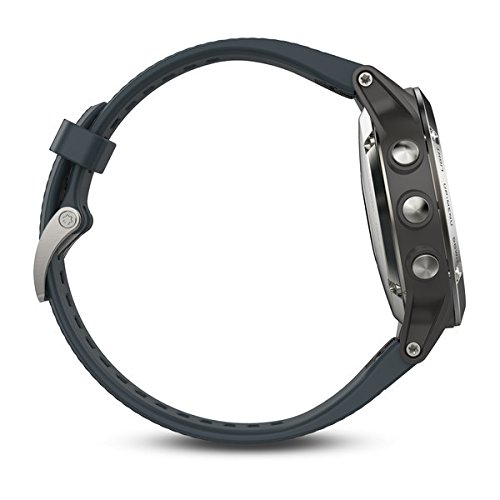 Garmin Fenix 5 - Reloj multideporte con GPS y medidor de frecuencia cardiaca, lente de cristal y bisel de acero inoxidable, 47 mm, Plata/Gris Granito