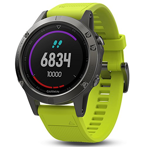 Garmin Fenix 5- Reloj multideporte, con GPS y medidor de frecuencia cardiaca, lente de cristal y bisel de acero inoxidable, 47 mm, Yellow Band