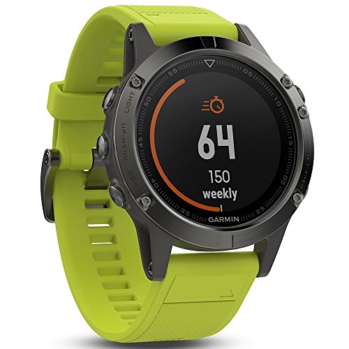 Garmin Fenix 5- Reloj multideporte, con GPS y medidor de frecuencia cardiaca, lente de cristal y bisel de acero inoxidable, 47 mm, Yellow Band