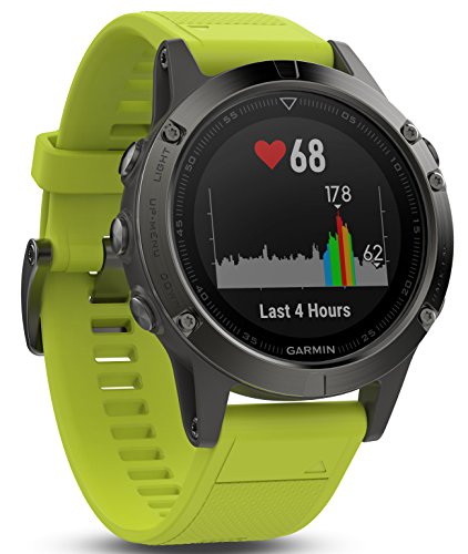 Garmin Fenix 5- Reloj multideporte, con GPS y medidor de frecuencia cardiaca, lente de cristal y bisel de acero inoxidable, 47 mm, Yellow Band