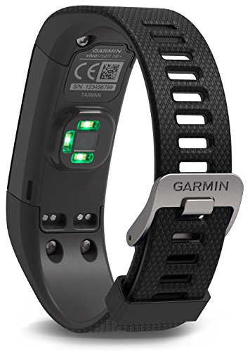 Garmin Vívosmart HR+ - Pulsera de actividad con GPS, color Negro, Regular