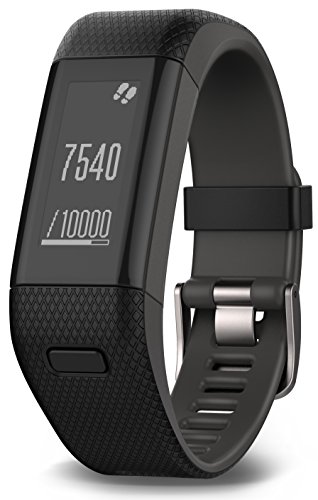 Garmin Vívosmart HR+ - Pulsera de actividad con GPS, color Negro, Regular