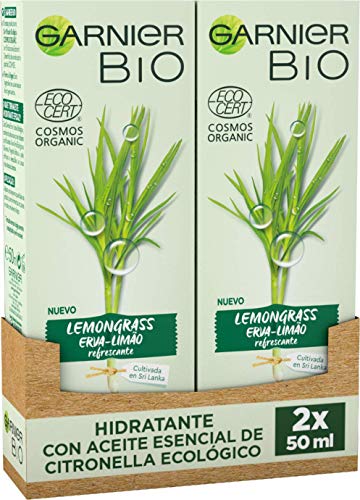 Garnier BIO Crema Hidratante Lemongrass Ecológico con Aloe Vera - Pack de 2 de 50 ml (Total: 100 ml)