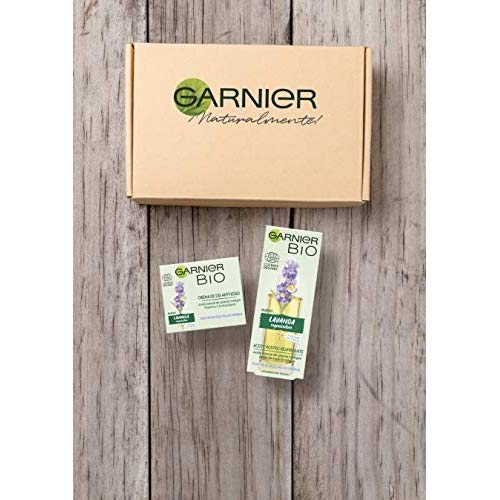 Garnier BIO - Kit Antiedad de Lavanda, incluye Crema Antiedad Regeneradora (50 ml) y Aceite de Rostro Reafirmante (30 ml)