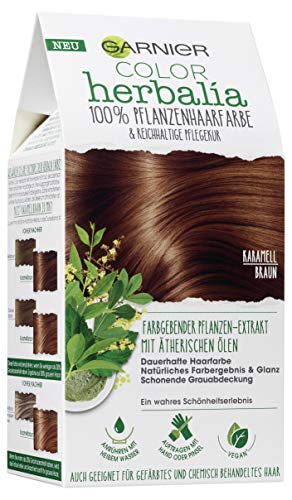 Garnier Color Herbalia - Tinte de pelo vegetal, color marrón caramelo, 100% vegetal, 3 unidades