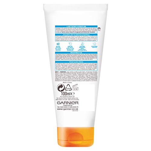 Garnier Delial ambre solaire sensible SPF 50 + Anti Envejecimiento Crema Solar, 100 ml