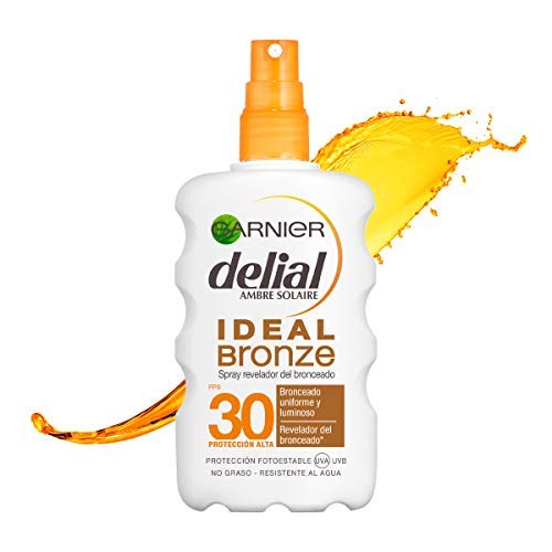 Garnier Delial Ideal Bronze Spray Revelador del Bronceado para Pieles Claras que se Broncean Fácilmente, Protección Alta SPF30 - 200 ml