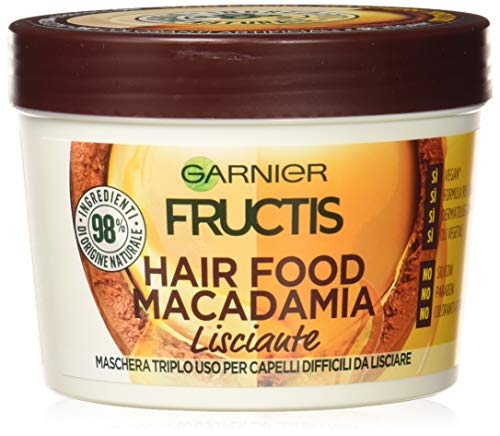 Garnier Fructis Hair Food - Máscara 3 en 1 con fórmula vegana, 390 ml Macadamia