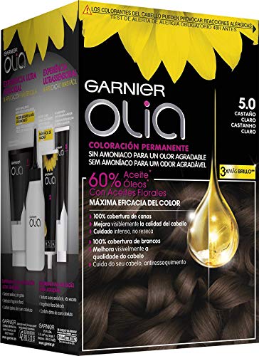 Garnier Olia - Coloración Permanente sin Amoniaco, con Aceites Florales de Origen Natural - Tono 5.0 Castaño Claro