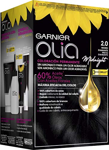 Garnier Olia - Coloración Permanente sin Amoniaco, con Aceites Florales de Origen Natural - Tono Negro Diamante 2.0