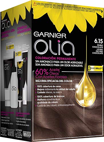 Garnier Olia coloración permanente sin amoniaco para un olor agradable, con aceites florales de origen natural - rubio chocolate 6.15