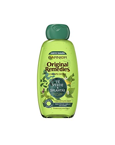 Garnier Original Remedies - Champú con Té Verde y 5 Plantas para Pelo Normal y Uso Diario - 300 ml