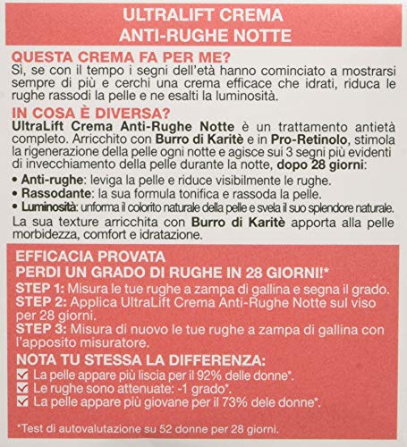 Garnier SkinActive UltraLift - Crema de noche antiarrugas regenerante con activador de brillo, reduce las arrugas, reafirma y uniforma, 1 unidad de 50 ml