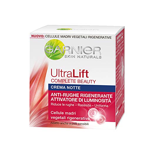 Garnier SkinActive UltraLift - Crema de noche antiarrugas regenerante con activador de brillo, reduce las arrugas, reafirma y uniforma, 1 unidad de 50 ml