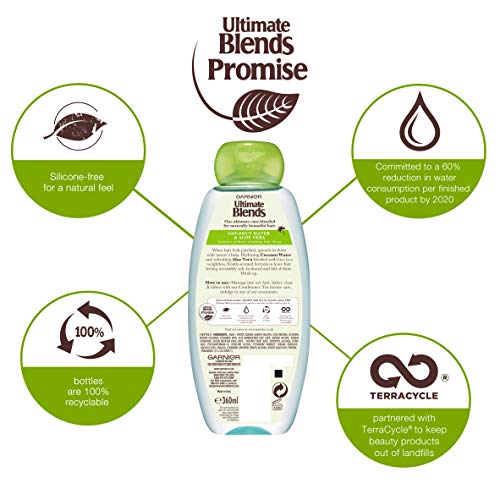 Garnier ultimate blends agua de coco seco cabello Champú, 360 ml, pack de 6