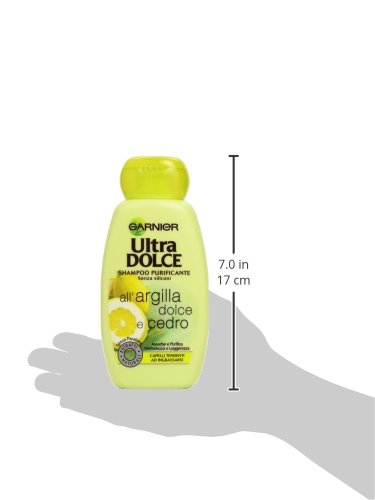 Garnier Ultra Dolce Arcilla Dolce y Cedro Champú Purificante para cabellos sensibles a engrasados, 250 ml