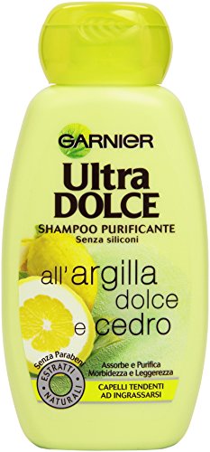 Garnier Ultra Dolce Arcilla Dolce y Cedro Champú Purificante para cabellos sensibles a engrasados, 250 ml