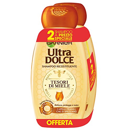 Garnier Ultra Dolce Champú, jalea real y propóleo de miel, 3 x paquete de 2