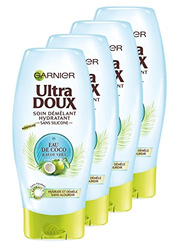 Garnier Ultra Doux Acondicionador agua de coco/Aloe Vera 200 ml – juego de 4