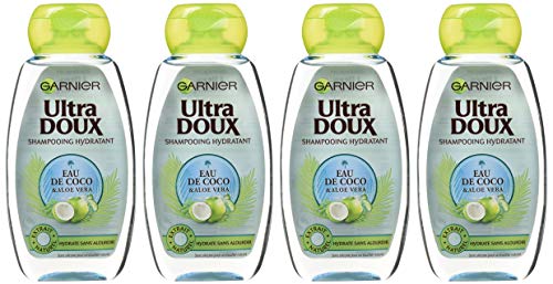Garnier Ultra Doux Champú agua de coco/Aloe Vera 250 ml – juego de 4
