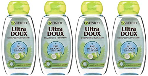 Garnier Ultra Doux Champú agua de coco/Aloe Vera 250 ml – juego de 4