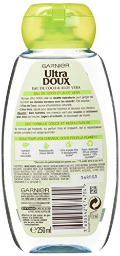 Garnier Ultra Doux Champú agua de coco/Aloe Vera 250 ml – juego de 4