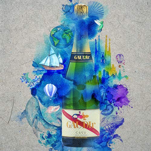 GAUDIr Cava Brut Nature - Producto Gourmet - Cava para regalo - Pack de Cava - Edición Especial Homenaje Modernista Ciudad de Barcelona siglo XIX - Vegano – 6 botellas x 750 ml.