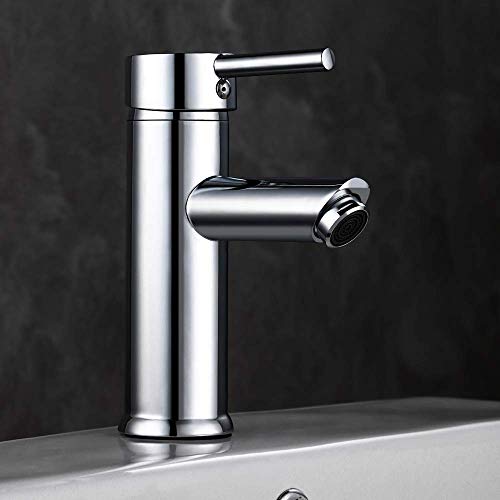 GAVAER Grifo Lavabo, Alta Calidad Grifo Baño, Grifo Baño con Aireador Desmontable, Ahorro del Agua Grifo Monomando Lavabo, Grifo Mezclador Agua Fría y Caliente,Latón Cromado Grifos Fregadero.