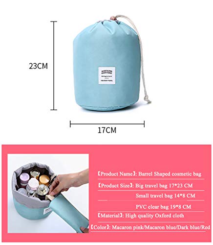 GCOA 2 Pcs Bolsas de cosméticos cilíndricas Oxford, Bolsa de Maquillaje Viaje Neceser de Almacenamiento de Aseo para Mujer Niña(Rojo/Azul Oscuro)