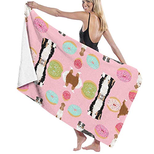 Gebrb Toallas de baño, Microfiber Travel & Beach Towel,Camping Towel, Gym Towel, Sports Towel, Swimming Towel - Australian Shepherds Pink Dog Print 31x51 Inches