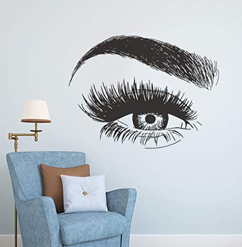 Geiqianjiumai Extensión de pestañas ceja Vinilo Pared Pegatina Arte de la Pared Maquillaje Estudio decoración Belleza pestañas Cartel Ventana 63 cm x 48cm