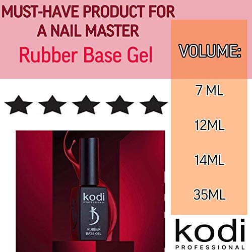 Gel base de goma Kodi para uñas - Esmalte en gel de capa base profesional - Revestimiento uniforme altamente resistente - Ideal para uñas finas, quebradizas e irregulares (7 ml)