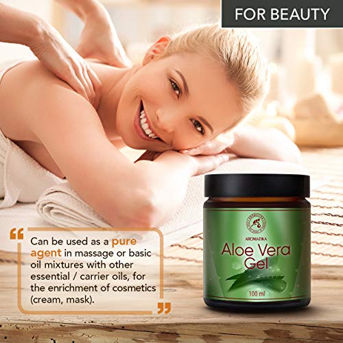 Gel de Aloe Vera 100ml - Aloe Barbadensis - Brasil - 100% Natural - Hidratante & Refrescante & Calmante - Cuidado Facial & Corporal - Cabello (acondicionador) - Calma Después de la Depilación